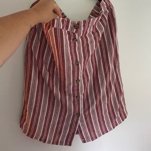 DASH Striped linen midi Skirt